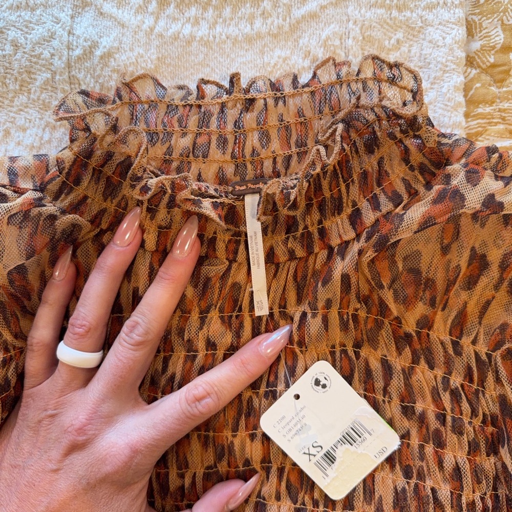 Free People Leopard Print Ruffle Blouse - Picture 4 of 4